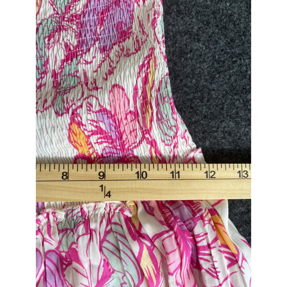 Abel The Label Pink Floral Smocked Strapless Maxi Dress Small Boho Resort Wear - Picture 6 of 8